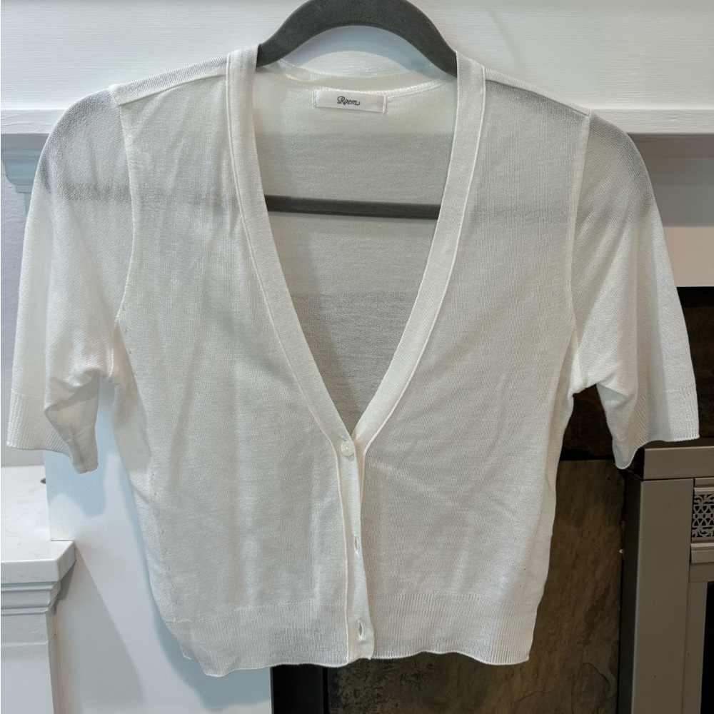 Roem Short Sleeve Sheer Cardigan